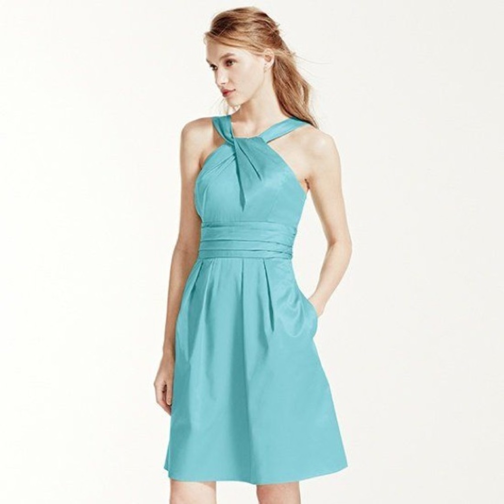 David’s Bridal Aqua Bridesmaid Dress